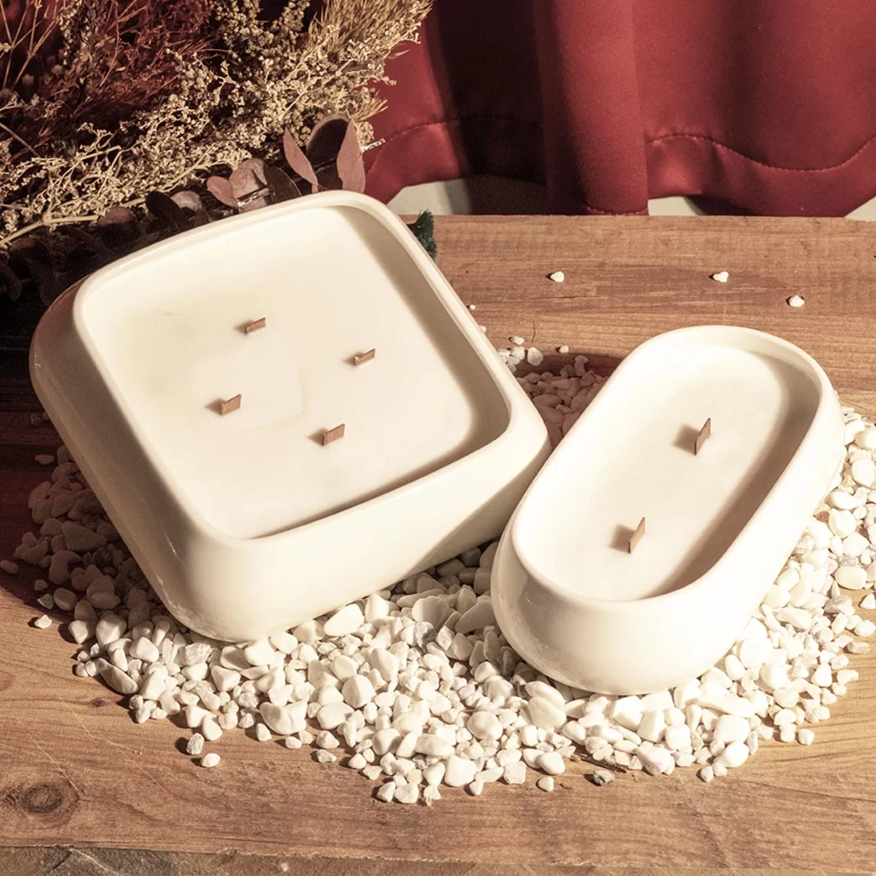 Cereus Vasara Kare Seramik Kase Kokulu Doğal Soya Mum Ürün Grubu