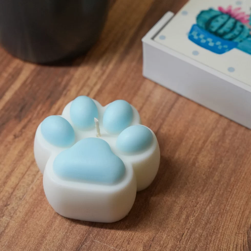 Cereus Pati Figürlü Mavi Renk Kokulu Dekoratif Doğal Soya Mum