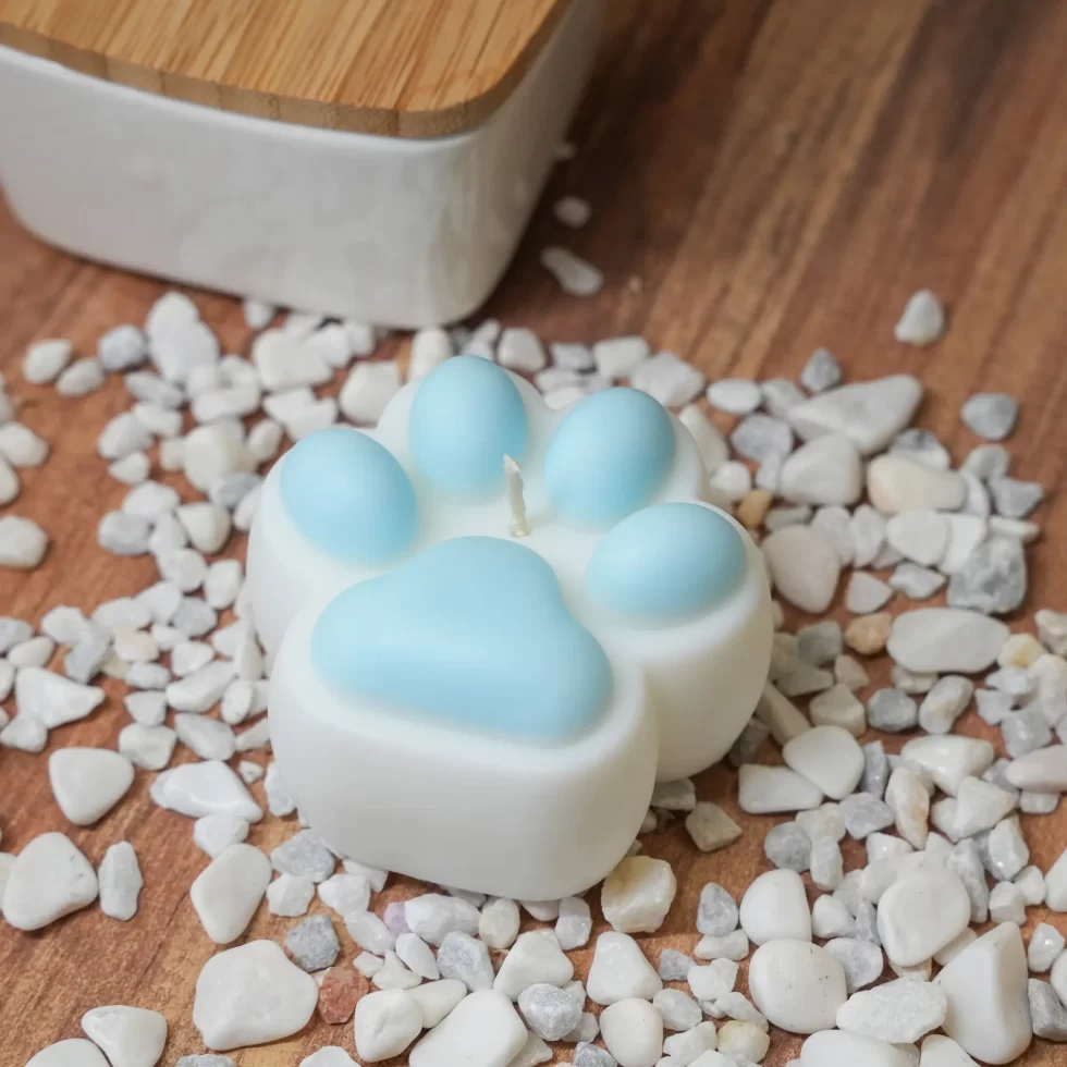 Cereus Pati Figürlü Mavi Renk Kokulu Dekoratif Doğal Soya Mum