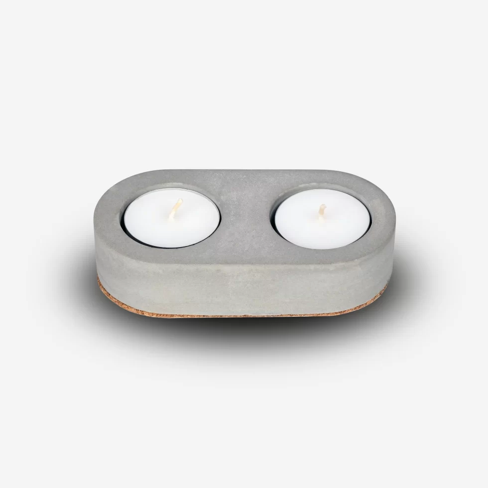 Cereus Inytium Serisi İkili Gri Renk Beton Tealight Mumluk