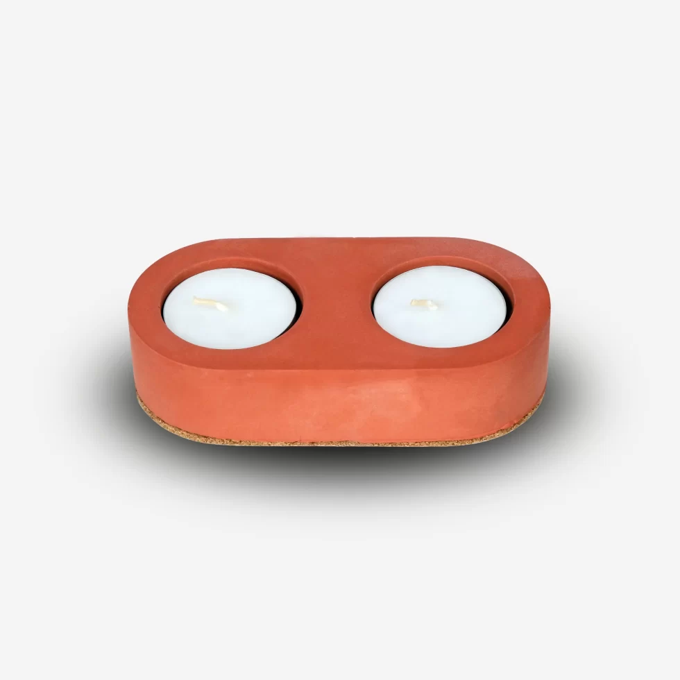 Cereus Inytium Serisi İkili Kiremit Renk Beton Tealight Mumluk