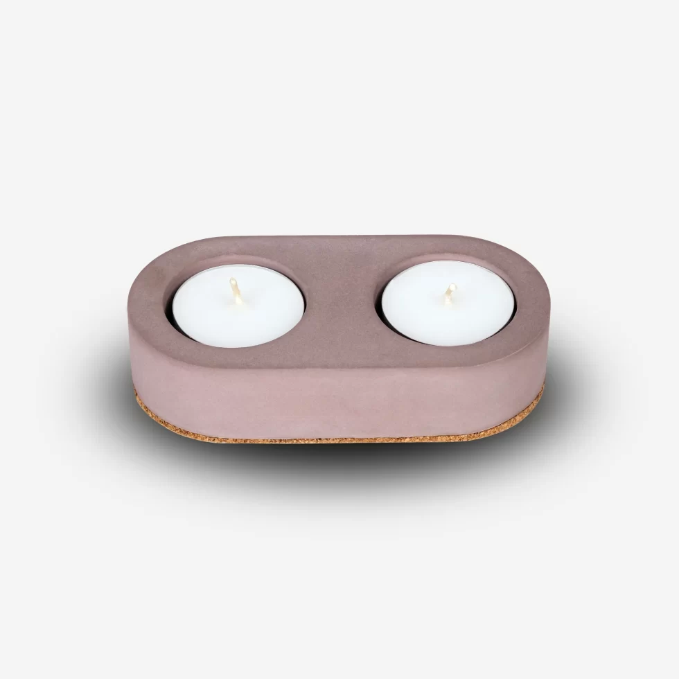 Cereus Inytium Serisi İkili Mürdüm Renk Beton Tealight Mumluk