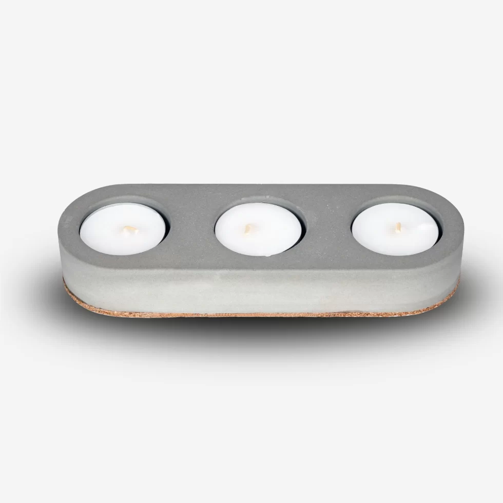 Cereus Inytium Serisi Üçlü Gri Renk Beton Tealight Mumluk
