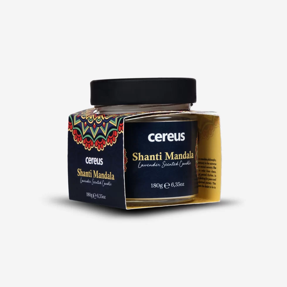 Cereus Shanti Mandala Lavanta Kokulu Kavanoz Doğal Soya Mum