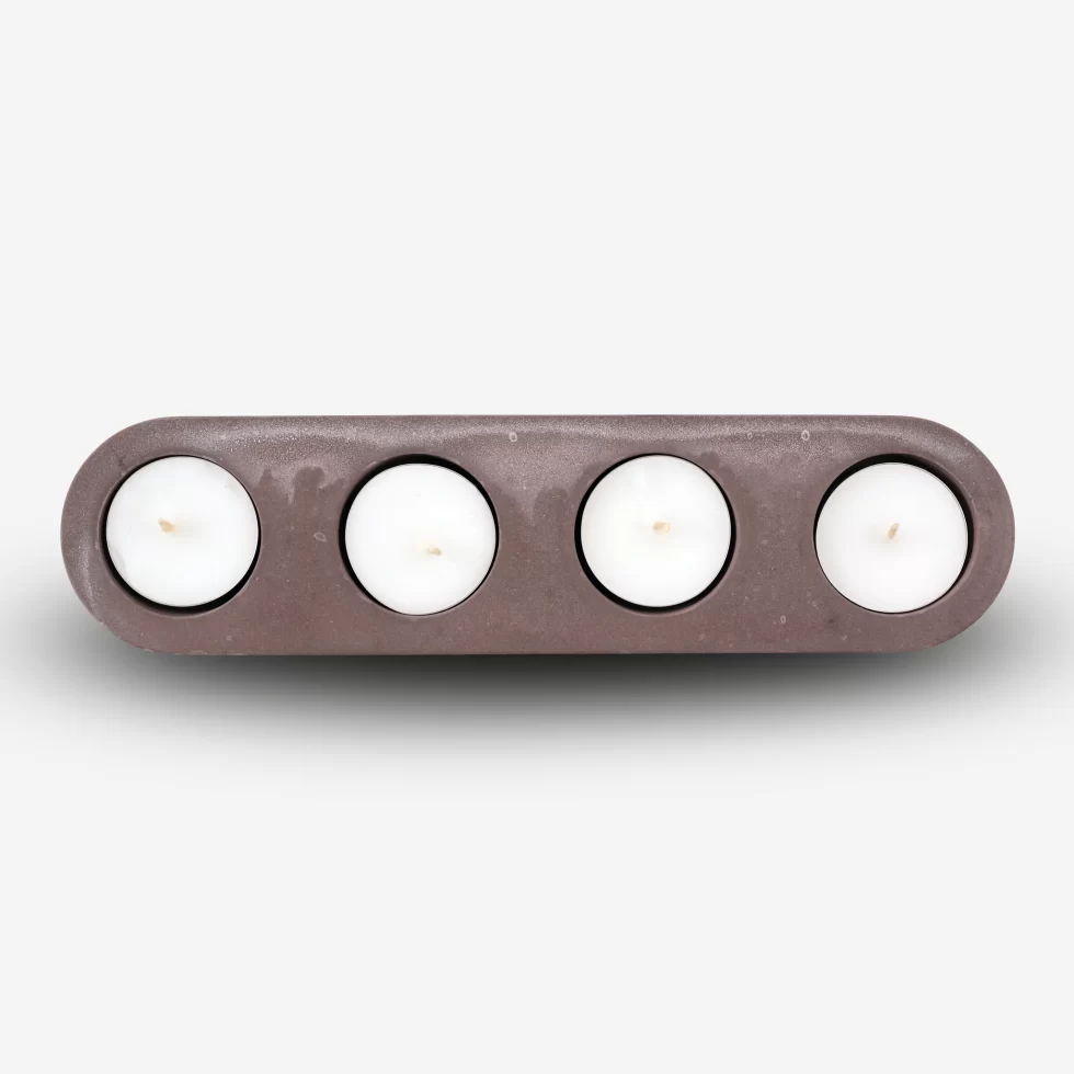 Cereus Inytium Serisi Dörtlü Mürdüm Renk Beton Tealight Mumluk