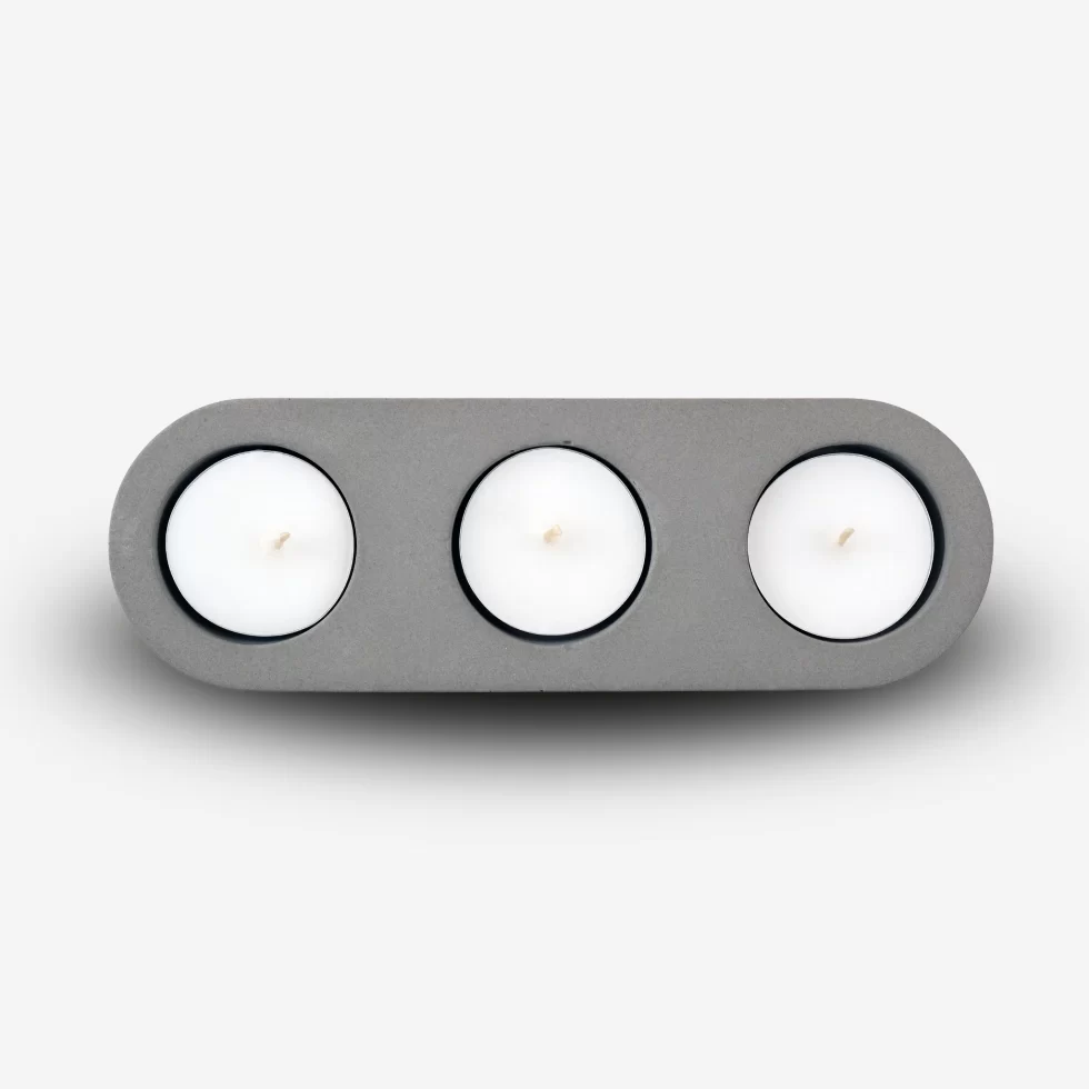 Cereus Inytium Serisi Üçlü Gri Renk Beton Tealight Mumluk