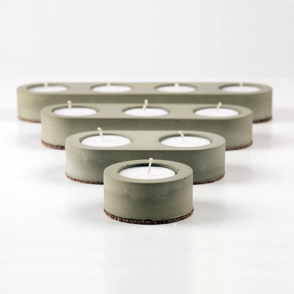 Cereus Inytium Serisi Haki Renk Beton Tealight Mumluk